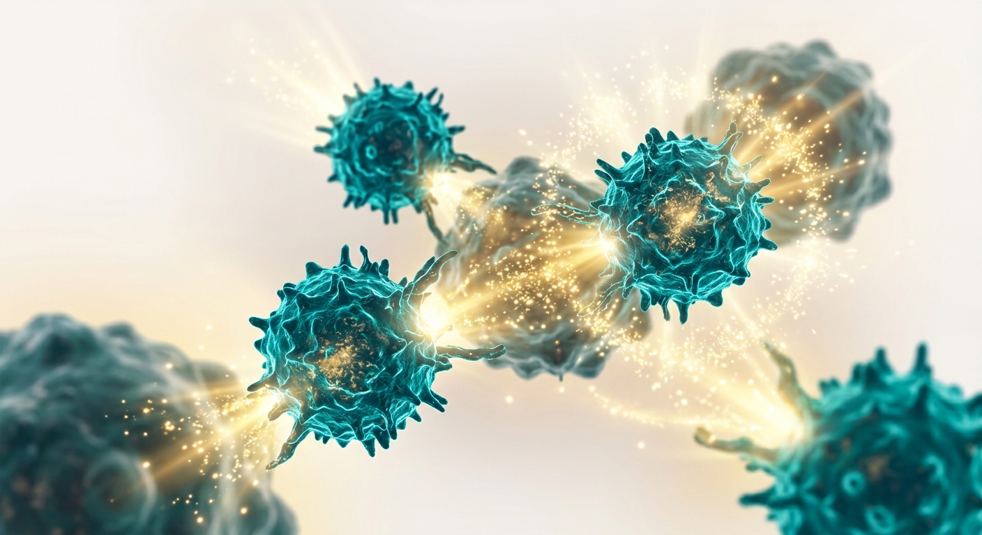 Immune T-cells responding to personalized cancer vaccine treatment — cellular level visualization